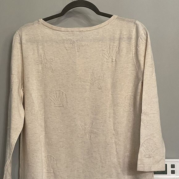 Talbots Sweater Lightweight 3/4 Sleeve Sea Shells Women’s Medium NWT - Picture 5 of 14